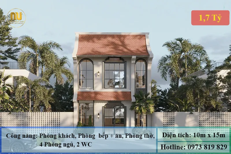 Mẫu nhà ngang 10m sâu 15m