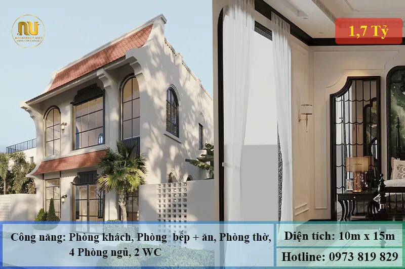 Mẫu nhà ngang 10m sâu 15m