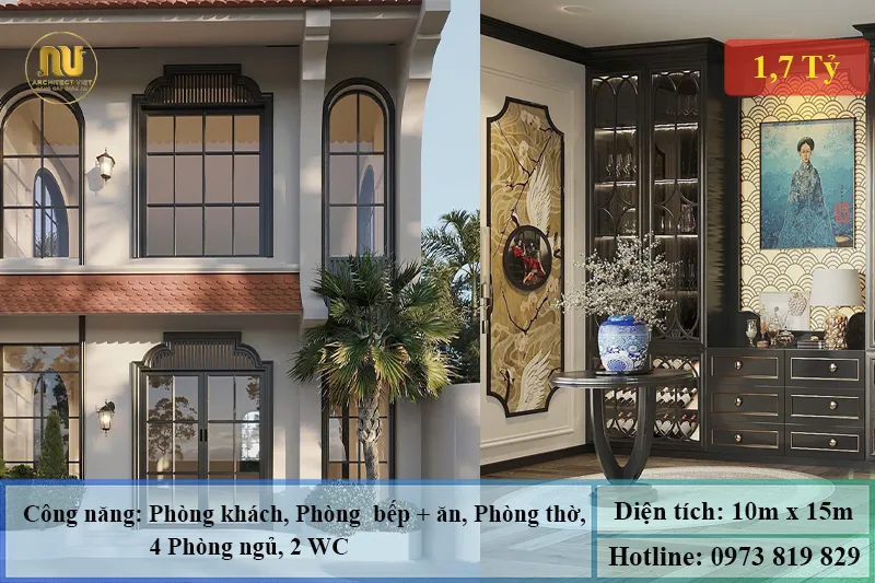 Mẫu nhà ngang 10m sâu 15m