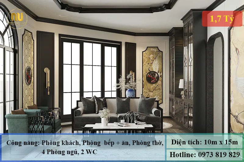 Mẫu nhà ngang 10m sâu 15m