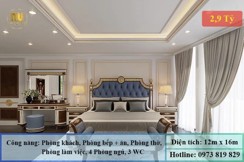 Mẫu nhà ngang 12m 2 tầng