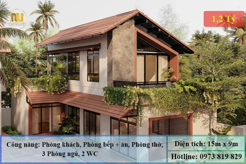 Mẫu Nhà Ngang 15m x 9m