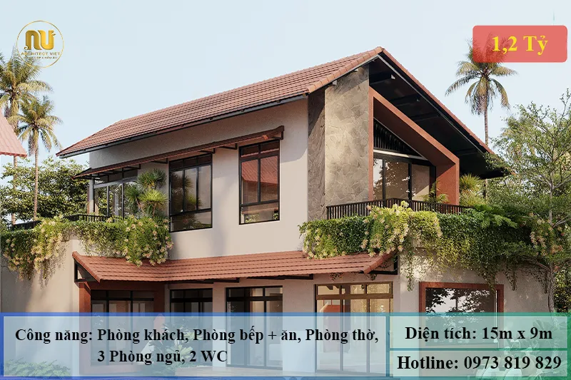 Mẫu Nhà Ngang 15m x 9m 