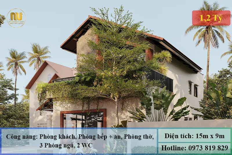Mẫu Nhà Ngang 15m x 9m 