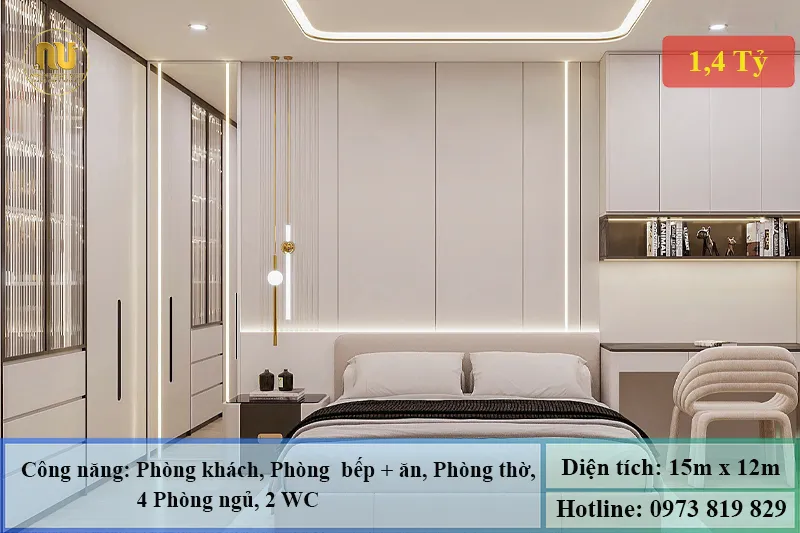 Mẫu nhà ngang 15m 1 tầng