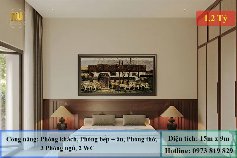 Mẫu Nhà Ngang 15m x 9m 