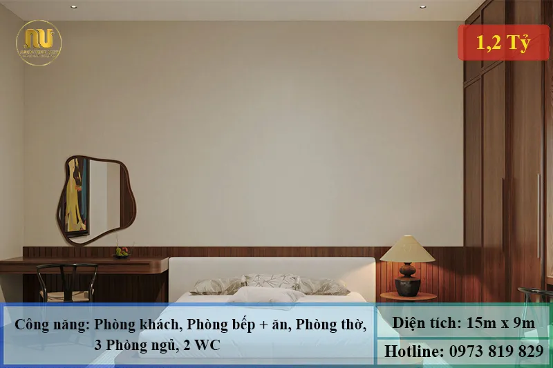 Mẫu Nhà Ngang 15m x 9m 