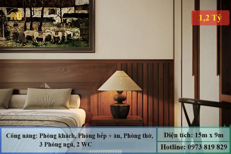 Mẫu Nhà Ngang 15m x 9m 