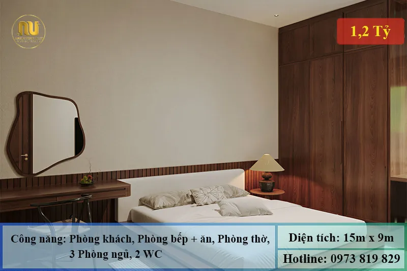 Mẫu Nhà Ngang 15m x 9m 