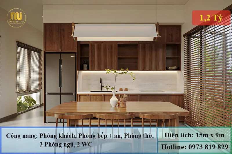 Mẫu Nhà Ngang 15m x 9m 