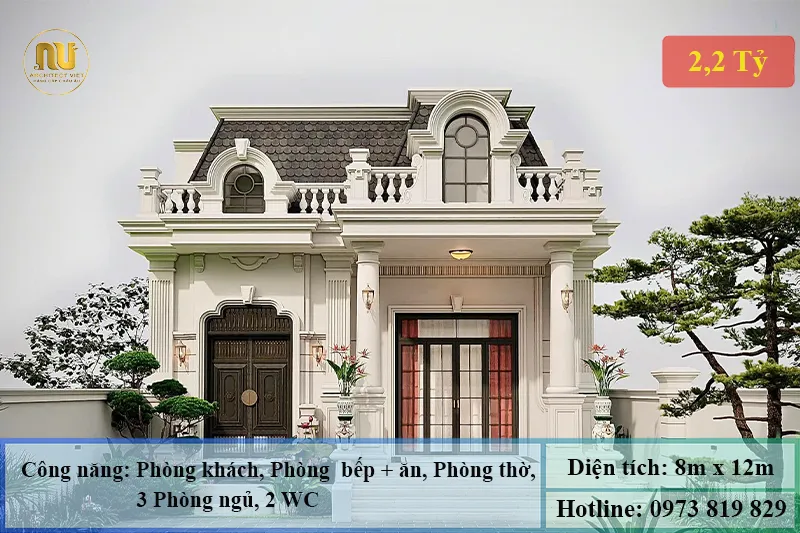 Mẫu nhà ngang 8m sâu 15m