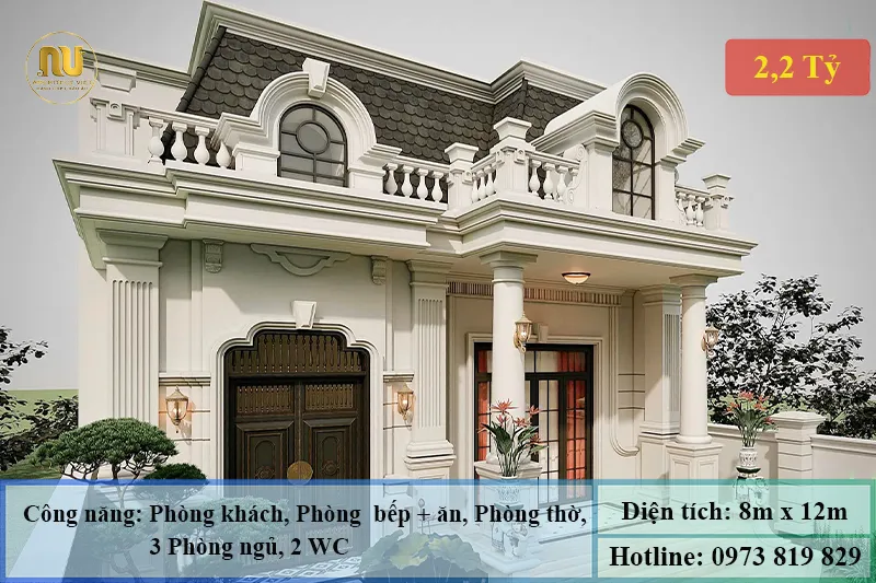 Mẫu nhà ngang 8m sâu 15m