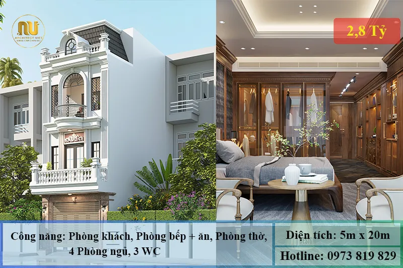 Mẫu nhà ống rộng 5m dài 20m