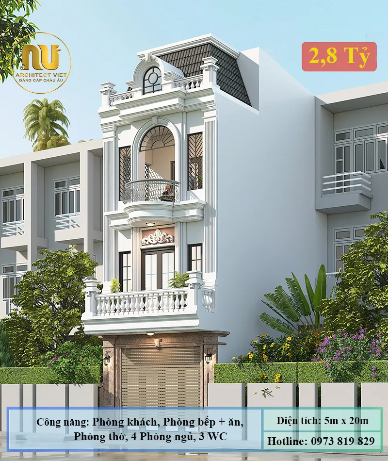 Mẫu nhà ống rộng 5m dài 20m