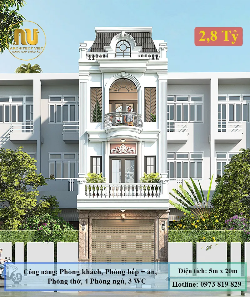 Mẫu nhà ống rộng 5m dài 20m