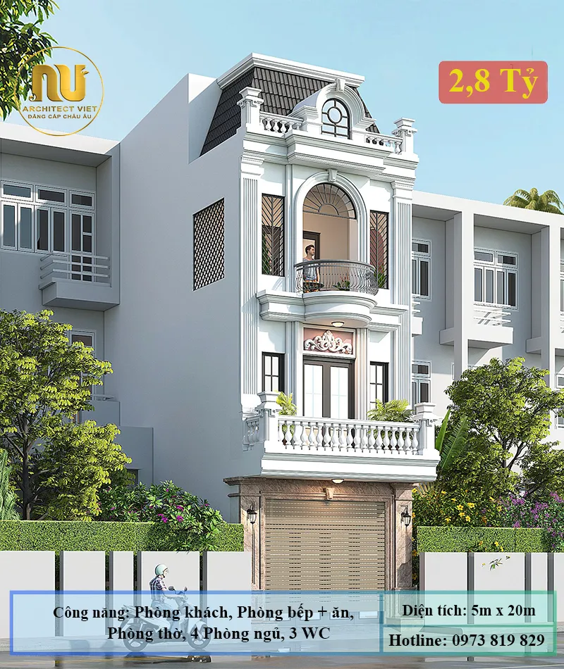 Mẫu nhà ống rộng 5m dài 20m