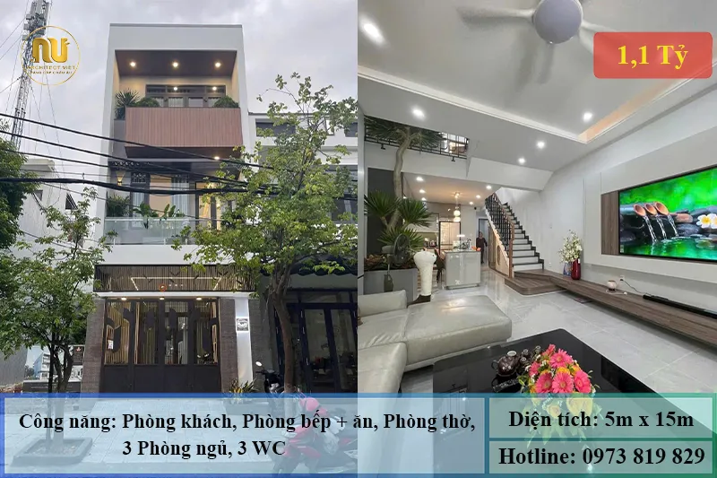 Mẫu Nhà Phố 5x15m 3 Tầng