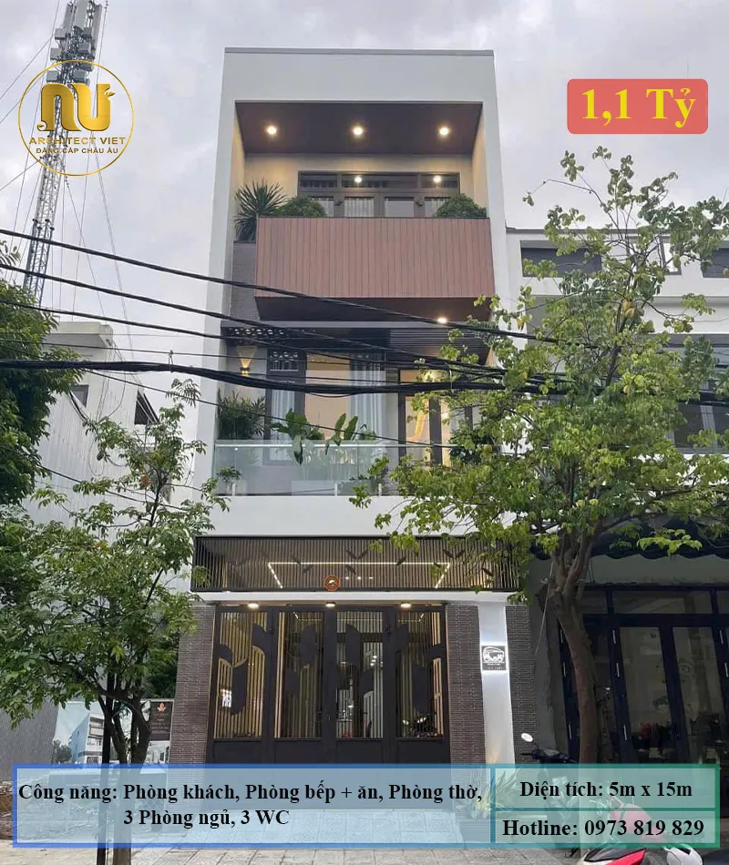 Mẫu Nhà Phố 5x15m 3 Tầng