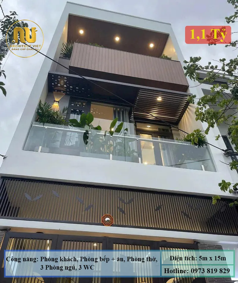 Mẫu Nhà Phố 5x15m 3 Tầng