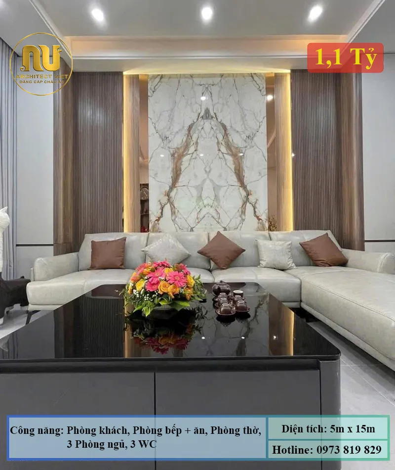 Mẫu Nhà Phố 5x15m 3 Tầng