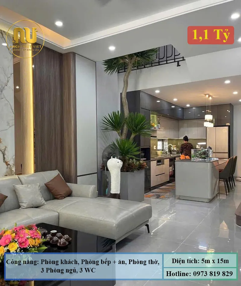 Mẫu Nhà Phố 5x15m 3 Tầng