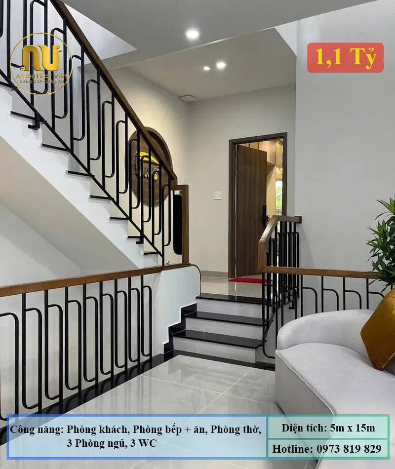 Mẫu Nhà Phố 5x15m 3 Tầng