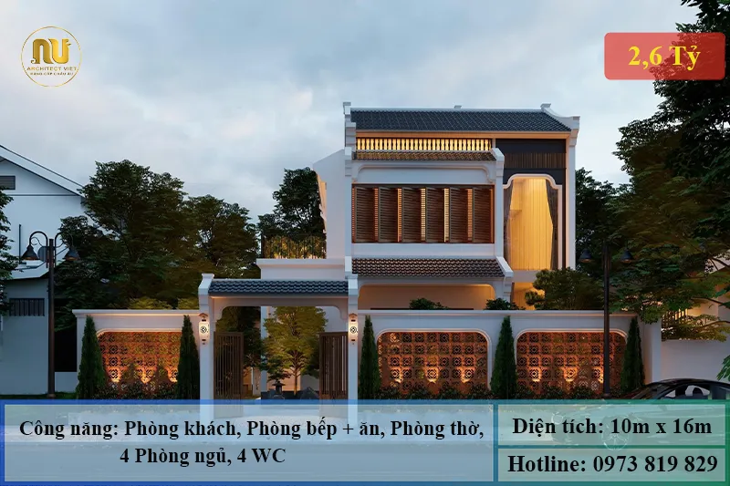 Mẫu nhà phố mặt tiền 10m sâu 16m