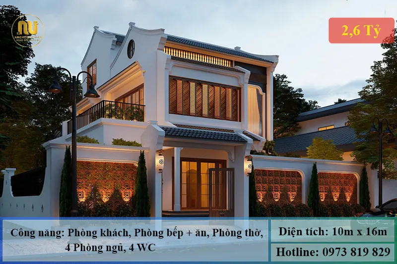 Mẫu nhà phố mặt tiền 10m sâu 16m