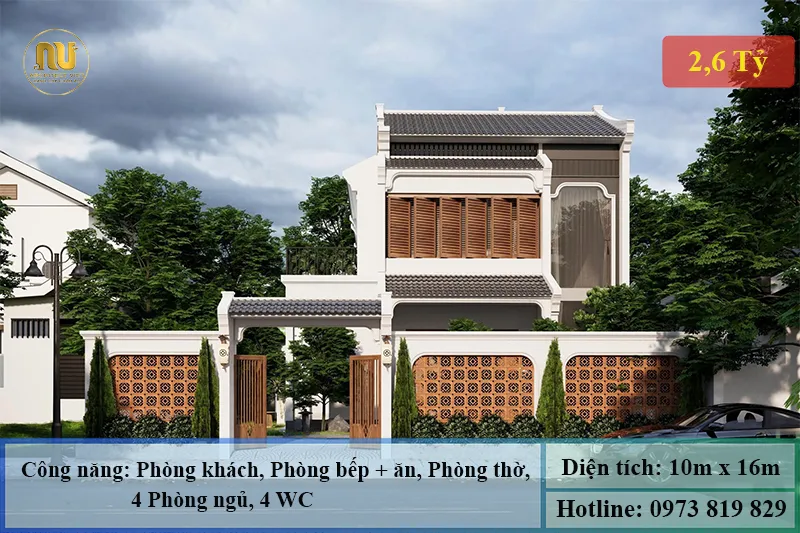 Mẫu nhà phố mặt tiền 10m sâu 16m