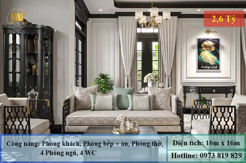 Mẫu nhà phố mặt tiền 10m sâu 16m