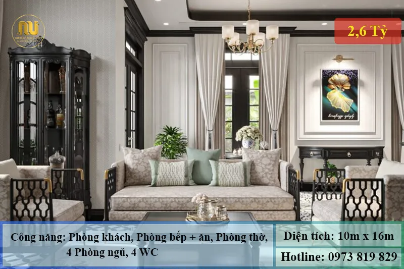 Mẫu nhà phố mặt tiền 10m sâu 16m