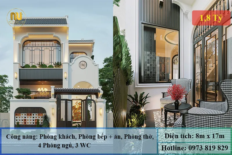 Mẫu nhà phố mặt tiền 8m sâu 17m