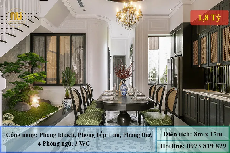 Mẫu nhà phố mặt tiền 8m sâu 17m