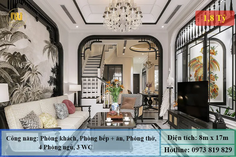 Mẫu nhà phố mặt tiền 8m sâu 17m