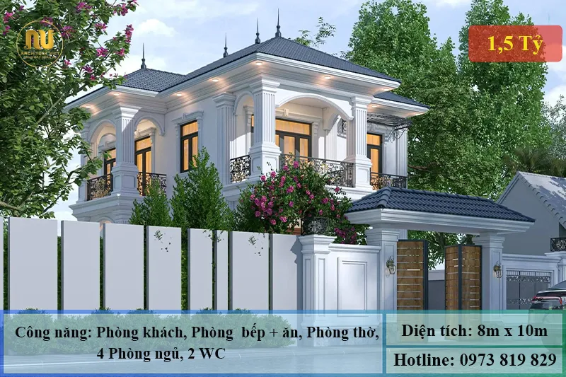 Mẫu nhà vuông 2 tầng 80m2