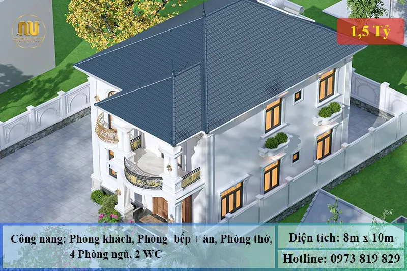 Mẫu nhà vuông 2 tầng 80m2