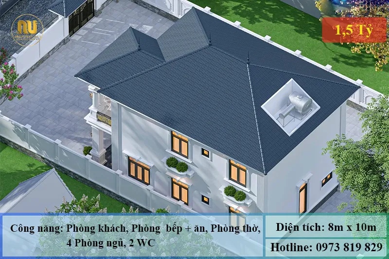 Mẫu nhà vuông 2 tầng 80m2