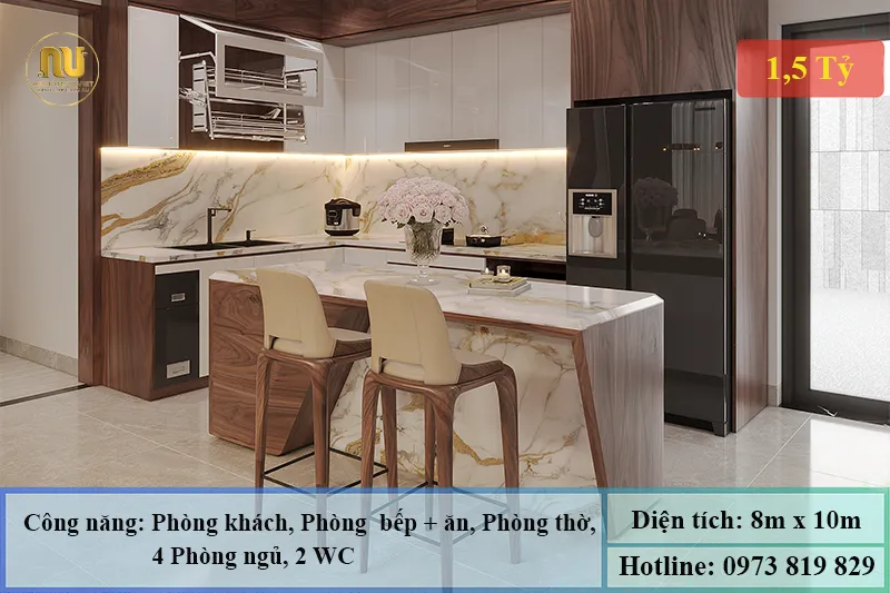 Mẫu nhà vuông 2 tầng 80m2