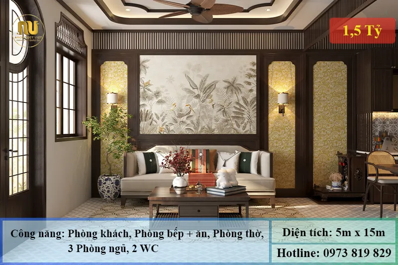 Nhà 2 tầng 3 phòng ngủ 5x15