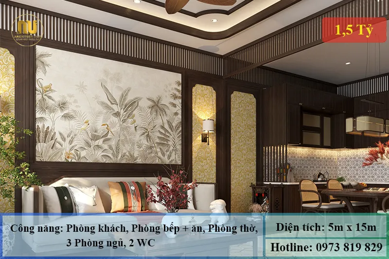 Nhà 2 tầng 3 phòng ngủ 5x15