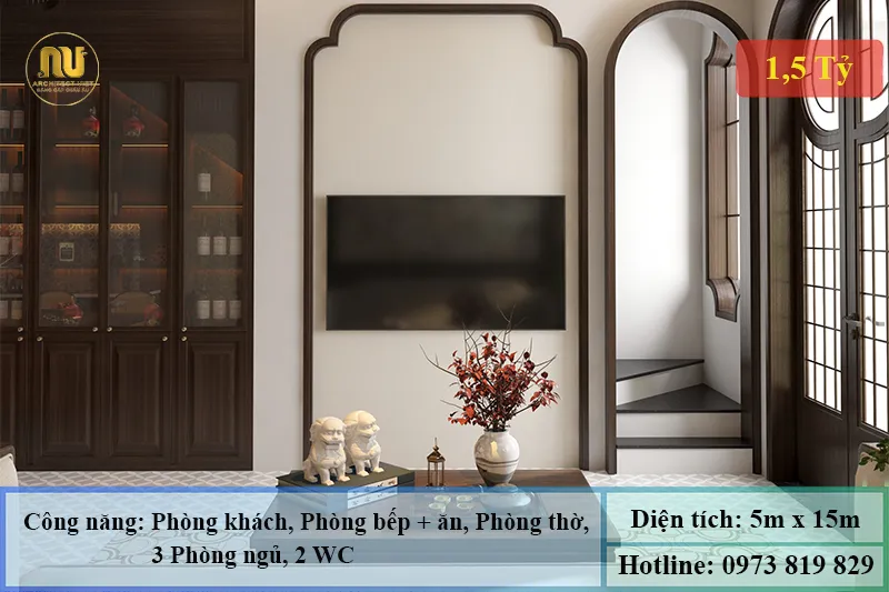 Nhà 2 tầng 3 phòng ngủ 5x15