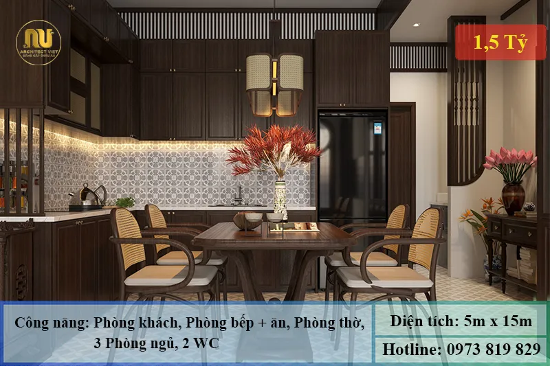 Nhà 2 tầng 3 phòng ngủ 5x15