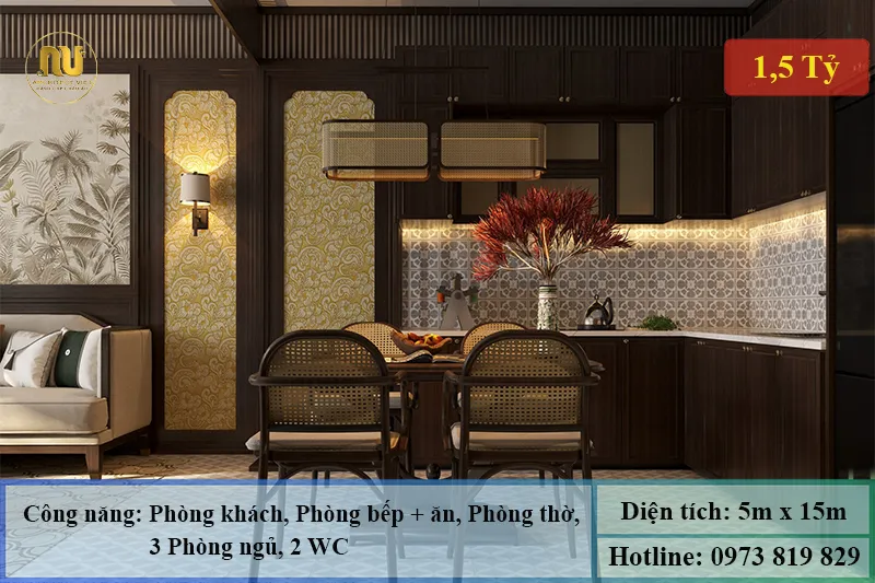 Nhà 2 tầng 3 phòng ngủ 5x15