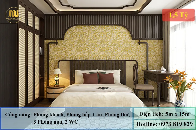 Nhà 2 tầng 3 phòng ngủ 5x15