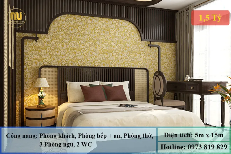 Nhà 2 tầng 3 phòng ngủ 5x15