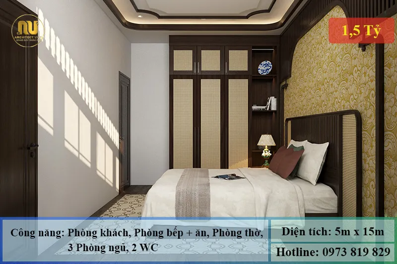 Nhà 2 tầng 3 phòng ngủ 5x15