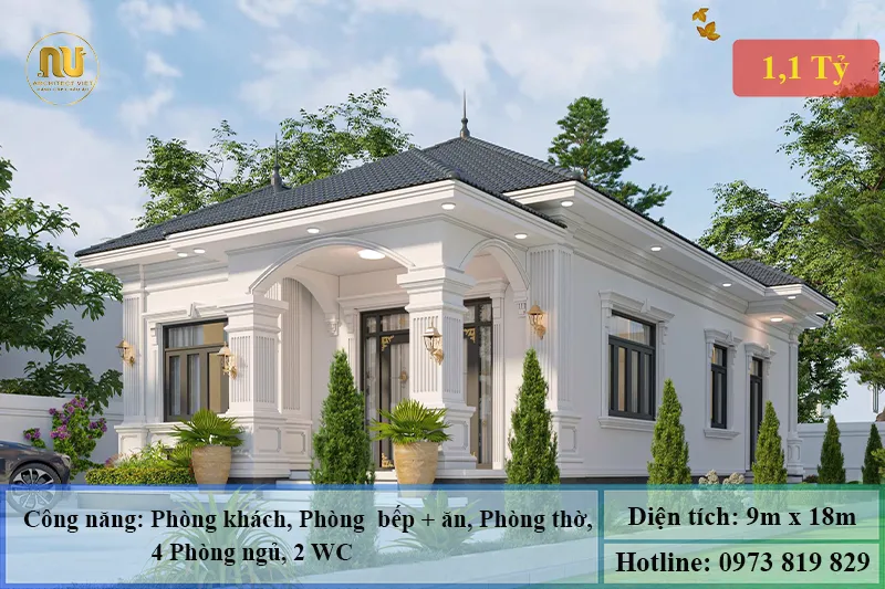 Nhà mái nhật 1 tầng 160m2