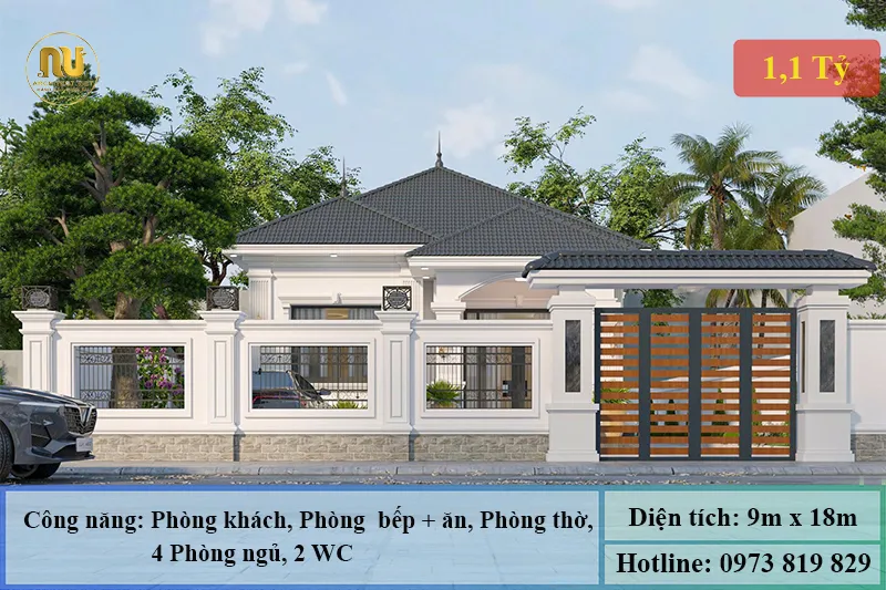 Nhà mái nhật 1 tầng 160m2