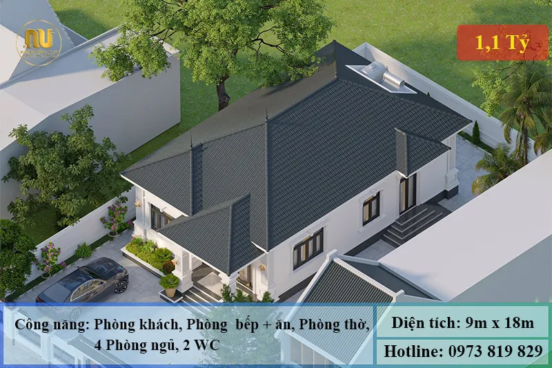 Nhà mái nhật 1 tầng 160m2