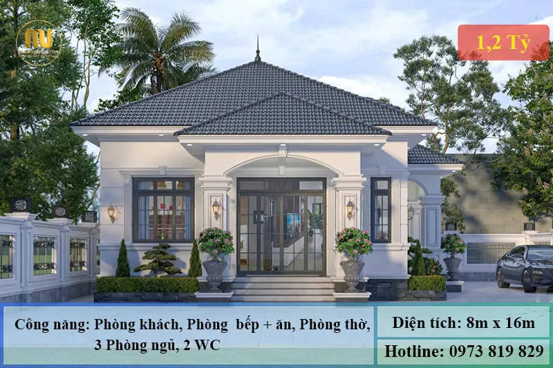 Nhà mái nhật 1 tầng 8mx16m